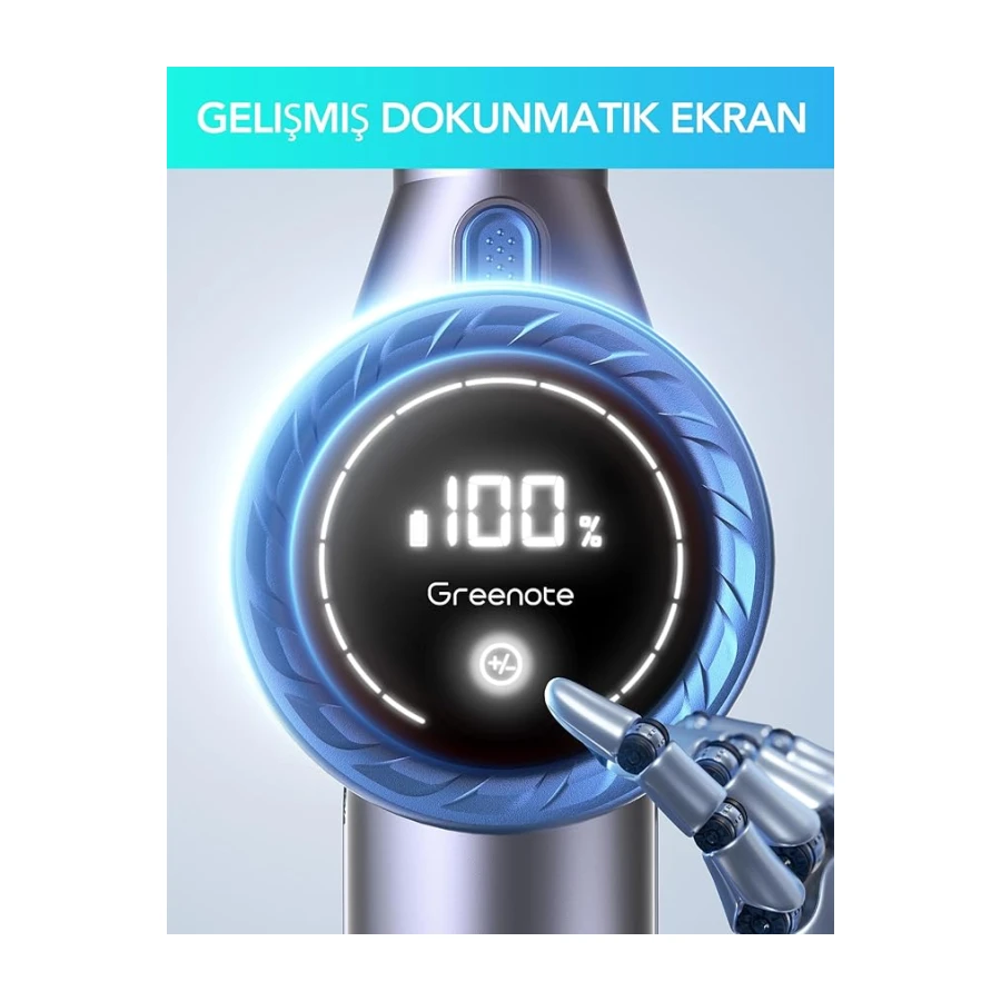 Greenote GSC60 Akülü Elektrikli Süpürge 33KPa, 10'u 1 Arada çok aksesuarlı süpürge, 40 Dakikaya Kadar Çalışma Süresi, kontrol ekranlı ekran,Yatak fırçası ile, esnek uzatma hortumu, büyük Toz Haznesi