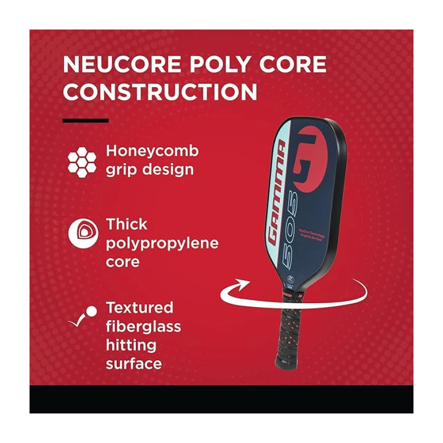 GAMMA Spor NeuCore Pickleball Kürek, Dokulu Grafit, Güç Yüzeyi, Rahat Kavrama