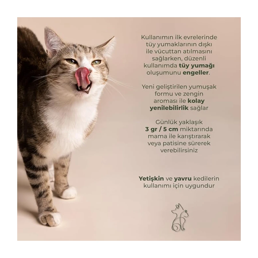 Kahu Naturals Purrfect Hairball Relief, Kediler için Tüy Yumağı Giderici ve Önleyici Doğal Malt, 100 ml