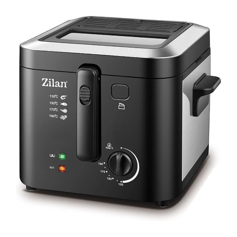 Zilan ZLN0010 Fritöz 1.600 Watt 2,5 Litre Kapasite Paslanmaz Çelik Deep Fryer Sıcaklık Ayarı 0°C-190°C