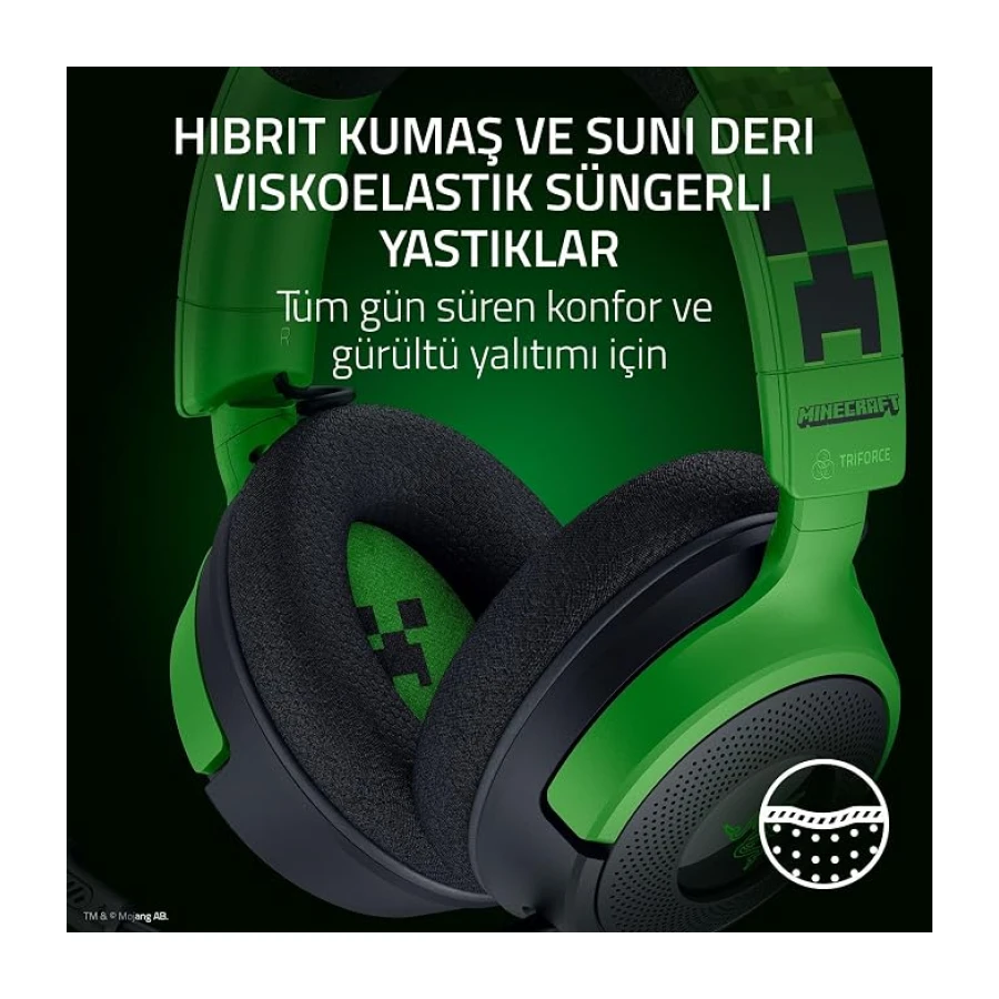 Razer Kraken V4 X Minecraft Edition - Kablolu USB PC Oyun Kulaklığı (TriForce 40mm Sürücüler, Geri Çekilebilir Kardioid Mikrofon, Surround Ses, Chroma RGB, PC ve konsol için) Minecraft