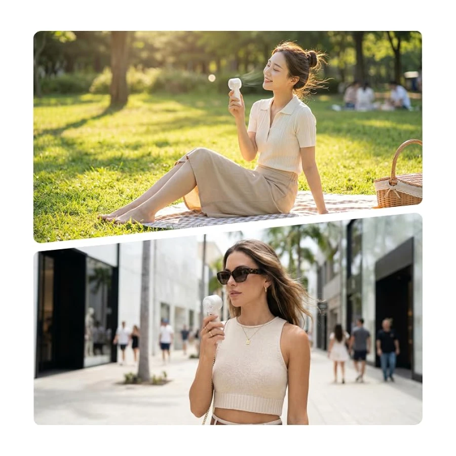 Minesk AirFlow Mini Taşınabilir Vantilatör, Ayarlanabilir Hız, Dijital Ekran, 3000mAh Batarya, Minimalist ve Şık Tasarım, Kompakt Boyut, Mini Fan