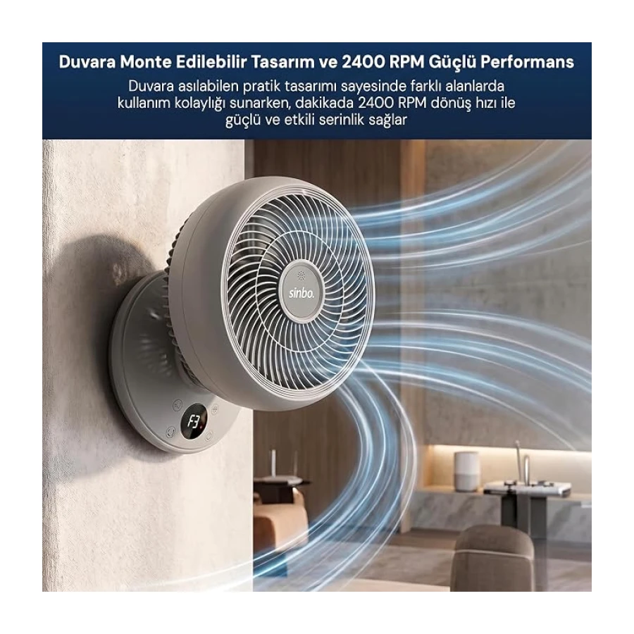 Sinbo SF-7702 Sessiz Masaüstü Vantilatör | Kumandalı Mini Fan | Otomatik Salınımlı Aroma Hazneli