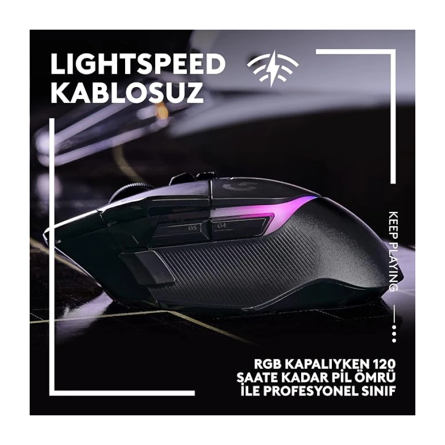 Logitech G502 X PLUS LIGHTSPEED Kablosuz Oyun Mouse'u, LIGHTSYNC RGB Aydınlatma, LIGHTFORCE Hibrit Anahtarlı Optik Mouse, HERO 25K Oyun Sensörü, MacOS, Windows ve PC ile Uyumlu, Siyah