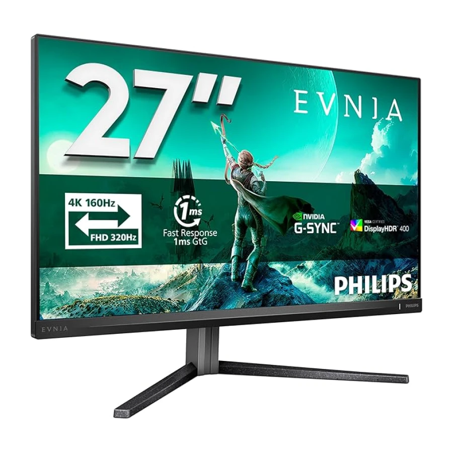 Philips Evnia 27M2N3800A - 27 inç Ultra HD Oyun Ekranı, 160 Hz, 0,5 ms MPRT, HDR400, G-Sync (2X HDMI 2.1, 1x DisplayPort 1.4, USB Hub) Siyah Gri