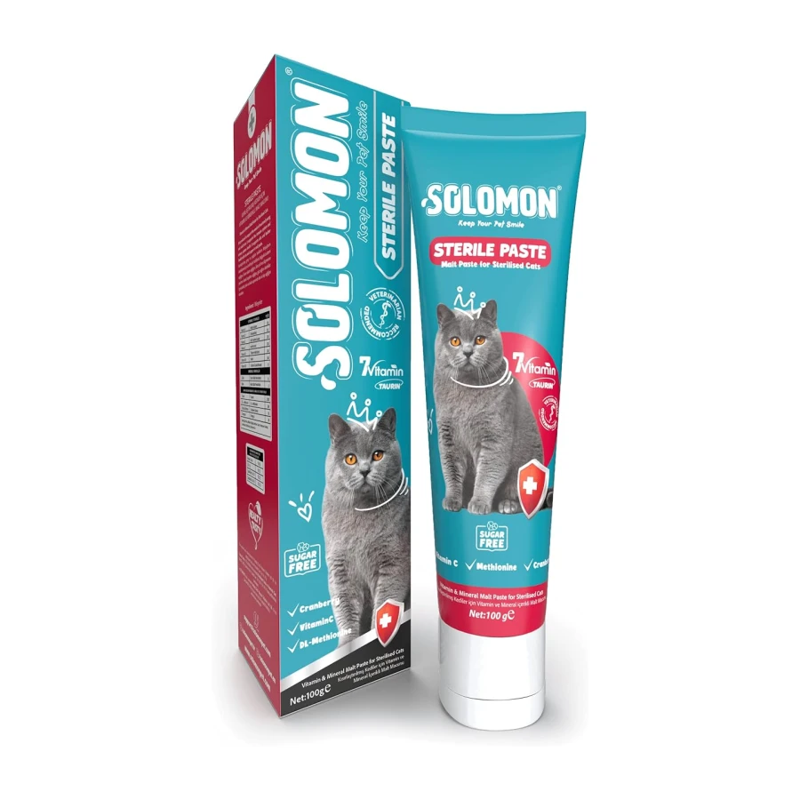 Solomon Sterile Paste 100 Gr Kısırlaştırılmış Kediler İçin Tüy Yumağı Önleyici Vitamin ve Mineralli Malt Macunu
