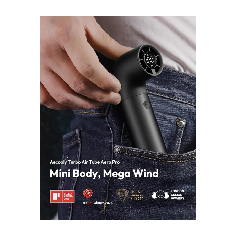 Aecooly Taşınabilir Taşınabilir Fan, Güçlü Turbo Mini Fan, 19000 RPM Yüksek Hızlı Aero Pro, 15H Maksimum Soğutma Süresi, 6 Hız Alüminyum Kasa, Cep Şarj Edilebilir Kişisel Küçük Seyahat
