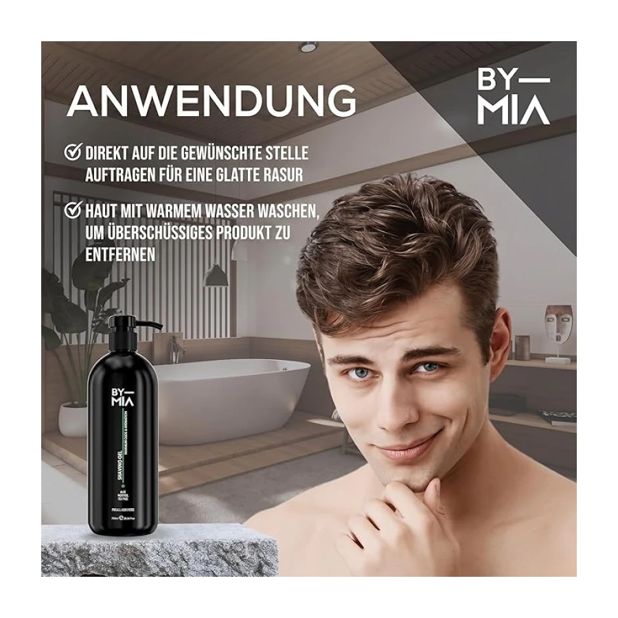 BY MIA Traş Jeli 750ml | Aloe, Mentol ve Çay Ağacı Yağı ile Zenginleştirilmiş | Hassas Tıraş İçin Maksimum Kayganlaştırır ve Nemlendirir