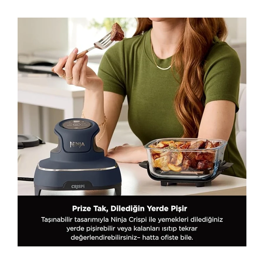 Ninja CRISPi 4-in-1 Taşınabilir Cam Hazneli Pişirme Sistemi - Blue FN101EUGY