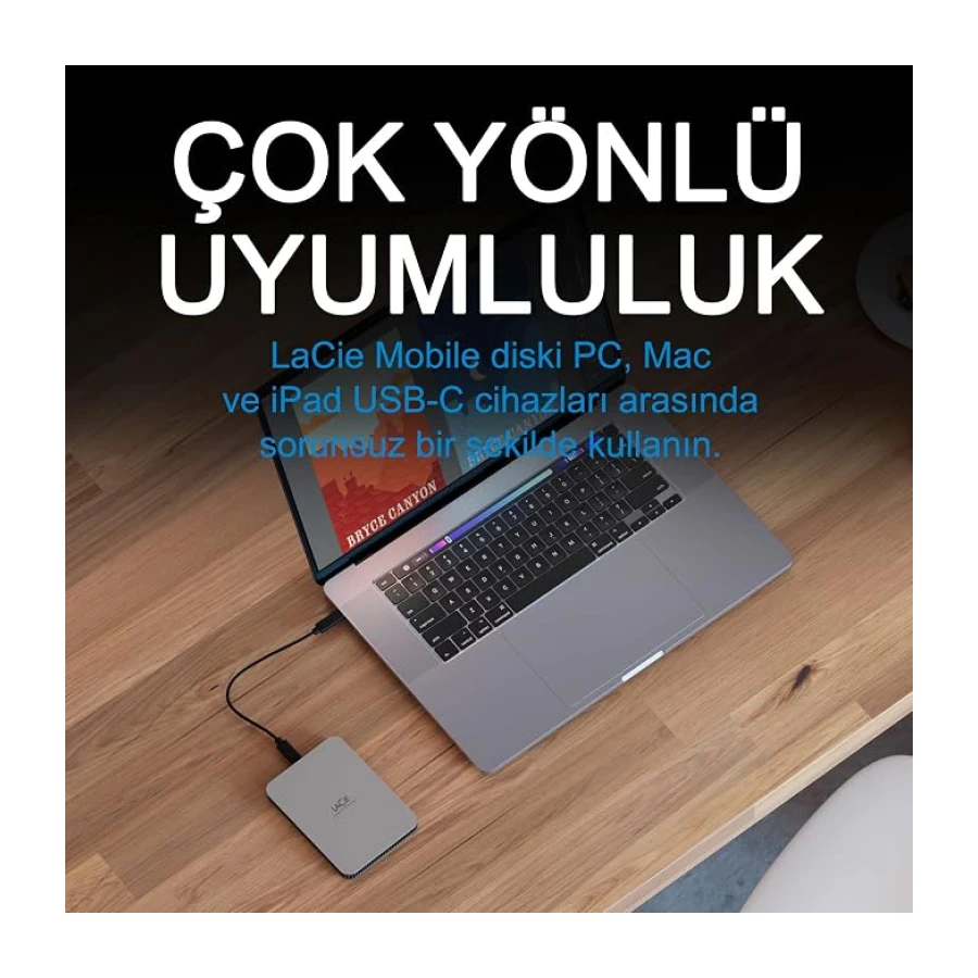 LaCie Mobile Drive Moon 2TB, Harici Taşınabilir HDD, Silver, PC Mac iPad & iPhone, Data Rescue Service (STLP2000400)