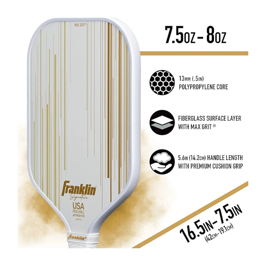 Franklin Sports Pro Pickleball Paddel – Signature Series Pro Pickleball Paddel mit MaxGrit Oberfläche – USA Pickleball (USAPA) zugelassenes Turnier-Pickleball-Paddel
