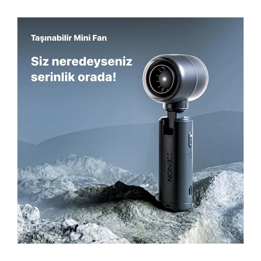 Xenon Smart Taşınabilir Mini El Vantilatörü Seyahat için USB Type-C Şarj Edilebilir Ultra Sessiz 5 Hız Kademeli 14000 rpm Ayarlanabilir Başlıklı Soğutucu Fan X6101