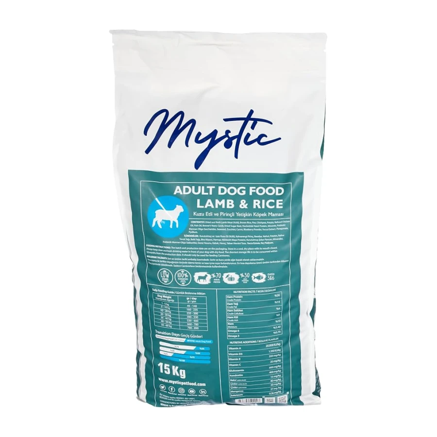 Mystic Az Tahıllı Yetişkin Köpek Maması Kuzulu 15 KG