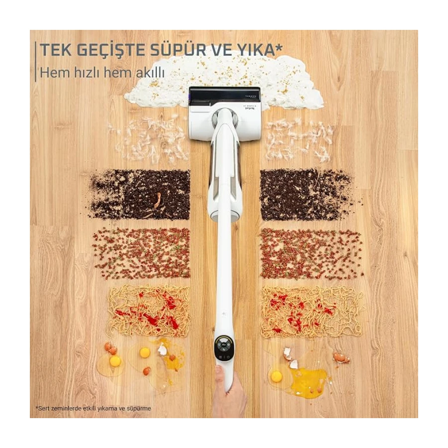 Tefal X-Clean 10 Islak Sert Zemin Temizleyici Kablosuz Dikey Süpürge-Kendini Temizler Kurutur - İlave Rulo