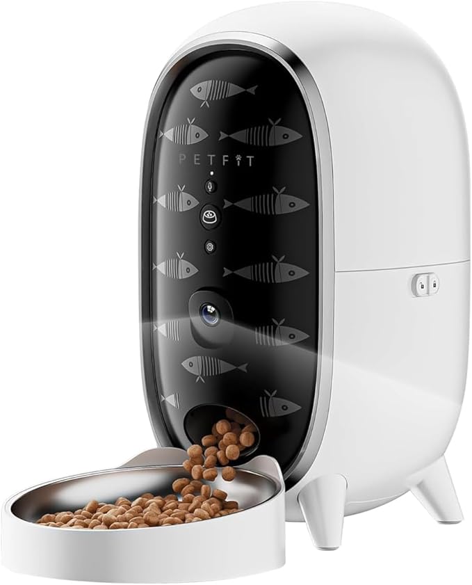 Meow Pure Akıllı Otomatik Kedi Mama Kabı, 3L Kapasiteli, WiFi Kameralı, Mobil Uygulama Kontrollü, Sesli Komutlu, Beyaz