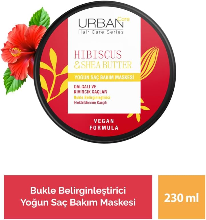 URBAN Care Twisted Curls Hibiscus & Shea Butter Kıvırcık ve Dalgalı Saçlara Özel Yoğun Saç Bakım Maskesi 230 ml- Vegan