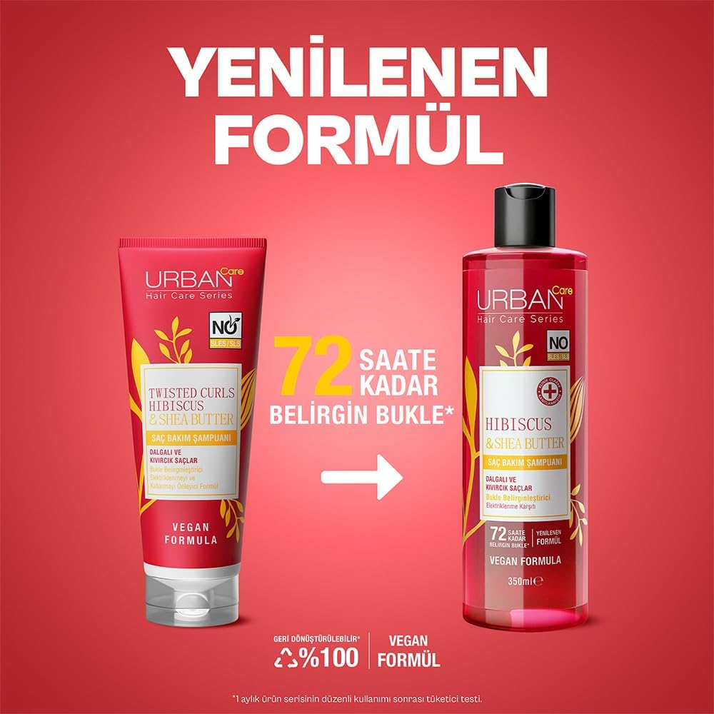 Urban Care Hibiscus & Shea Butter Bukle Belirginleştirici Saç Bakım Şampuanı, 350 Mililitre, Vegan