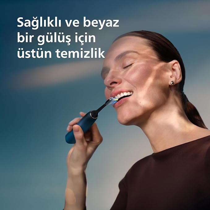 Philips Sonicare DiamondClean 9000 Şarjlı Diş Fırçası, 4 Temizlik Modu, Basınç Sensörü, Seyahat Kabı ve Uygulama Desteği, Lacivert Geçişli, HX9911/88