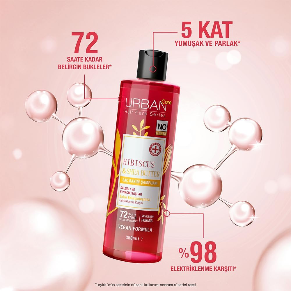 Urban Care Hibiscus & Shea Butter Bukle Belirginleştirici Saç Bakım Şampuanı, 350 Mililitre, Vegan