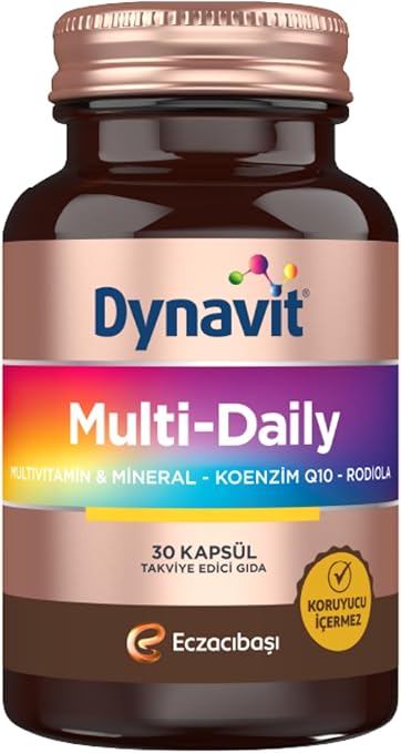 Dynavit MultiDaily 30 Kapsül - Multivitamin&Enerji - 13 Vitamin, 7 Mineral, Koenzim Q10, Rhodiola Ekstresi (Multi-Daily) Complex