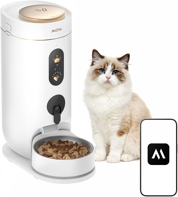 MOVA NutriPal 10 Ultra Akıllı Evcil Hayvan Mama Makinesi, 4L Kapasite, Ai Besleme Programı, 1080P HD Kamera, Çift Yönlü Ses, Pil Destekli