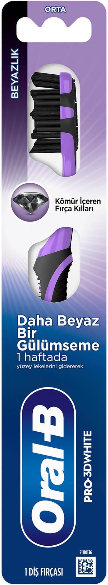 Oral-B Pro-3DWhite Kömürlü Beyazlık Diş Fırçası, Orta Sertlik