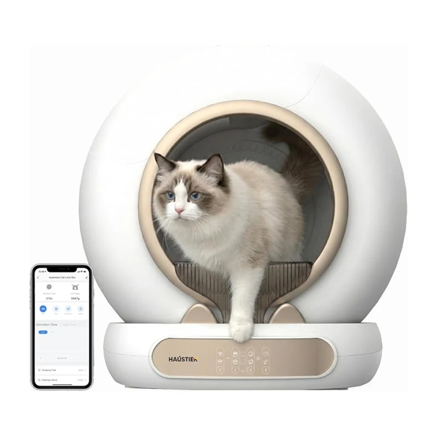Haustier MSP05 Akıllı Otomatik Kedi Tuvaleti, APP ile Uzaktan Kontrol, 65lt Hazne, UV Sterilazyon, Ağırlık sensörlü