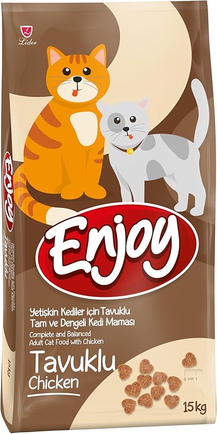 Enjoy Kuru Kedi Maması, Tavuklu, Yetişkin, 15 Kg Kahverengi