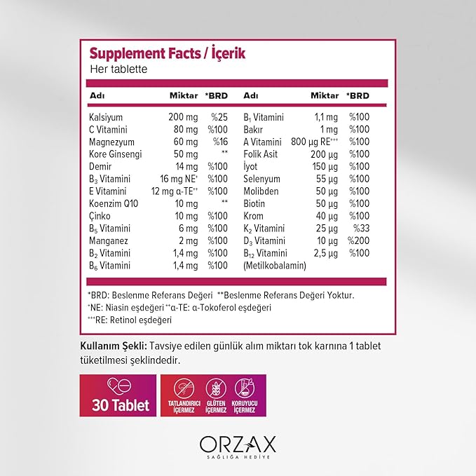 Ocean Daily One Energy Multivitamin & Multimineral 30 Tablet Takviye Edici Gıda
