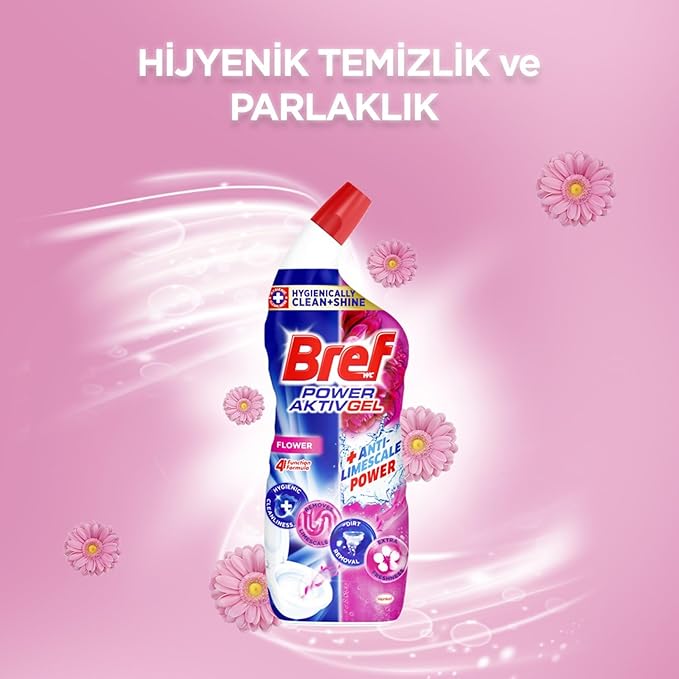 Bref WC Power Aktiv Jel Çiçek Kokulu Tuvalet Temizleyici 1 x 700 ml, Jel Çiçek 700 ml
