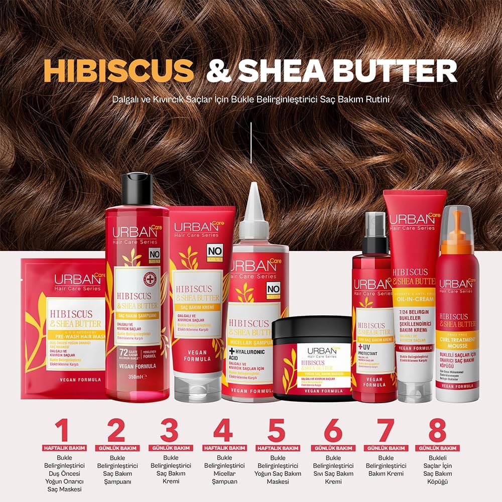 URBAN Care Twisted Curls Hibiscus & Shea Butter Kıvırcık ve Dalgalı Saçlara Özel Yoğun Saç Bakım Maskesi 230 ml- Vegan