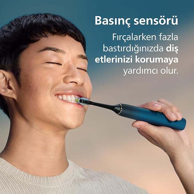 Philips Sonicare DiamondClean 9000 Şarjlı Diş Fırçası, 4 Temizlik Modu, Basınç Sensörü, Seyahat Kabı ve Uygulama Desteği, Lacivert Geçişli, HX9911/88