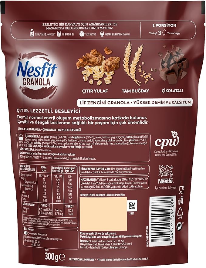 Nestle Nesfit Çikolatalı Granola 300g