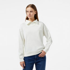 سویشرت سفید زیپ‌دار زنانه Lacoste مدل Regular Fit