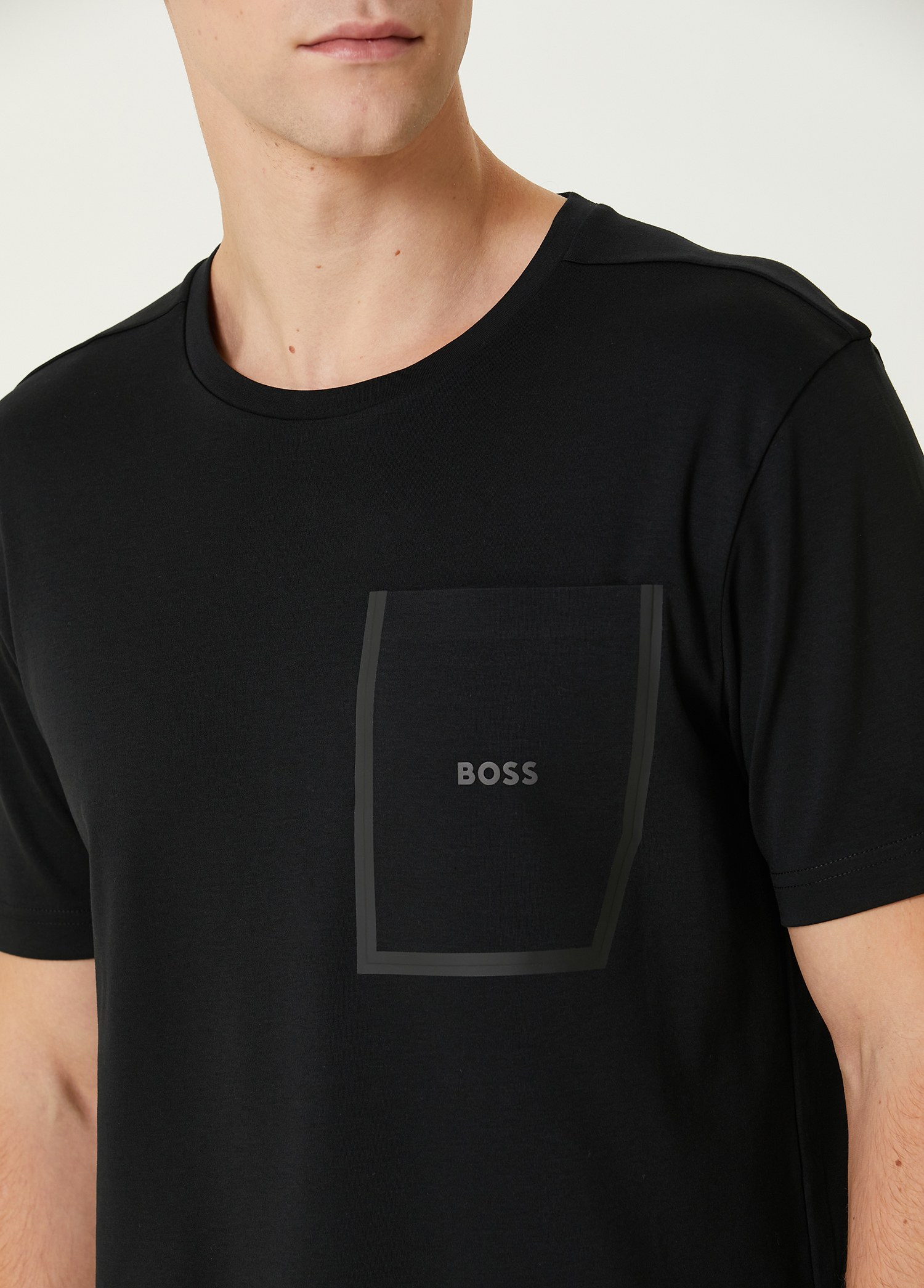 Boss - تیشرت طرحدار مشکی با لوگوی دقیق - تصویر 5