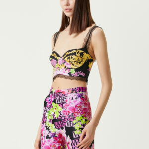 Versace - نیم تنه ابریشمی یقه دلبری مشکی ورساچه