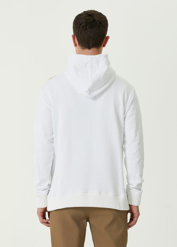 Balmain - سویشرت سنگ دوزی شده کلاه دار طلای سفید - تصویر 4