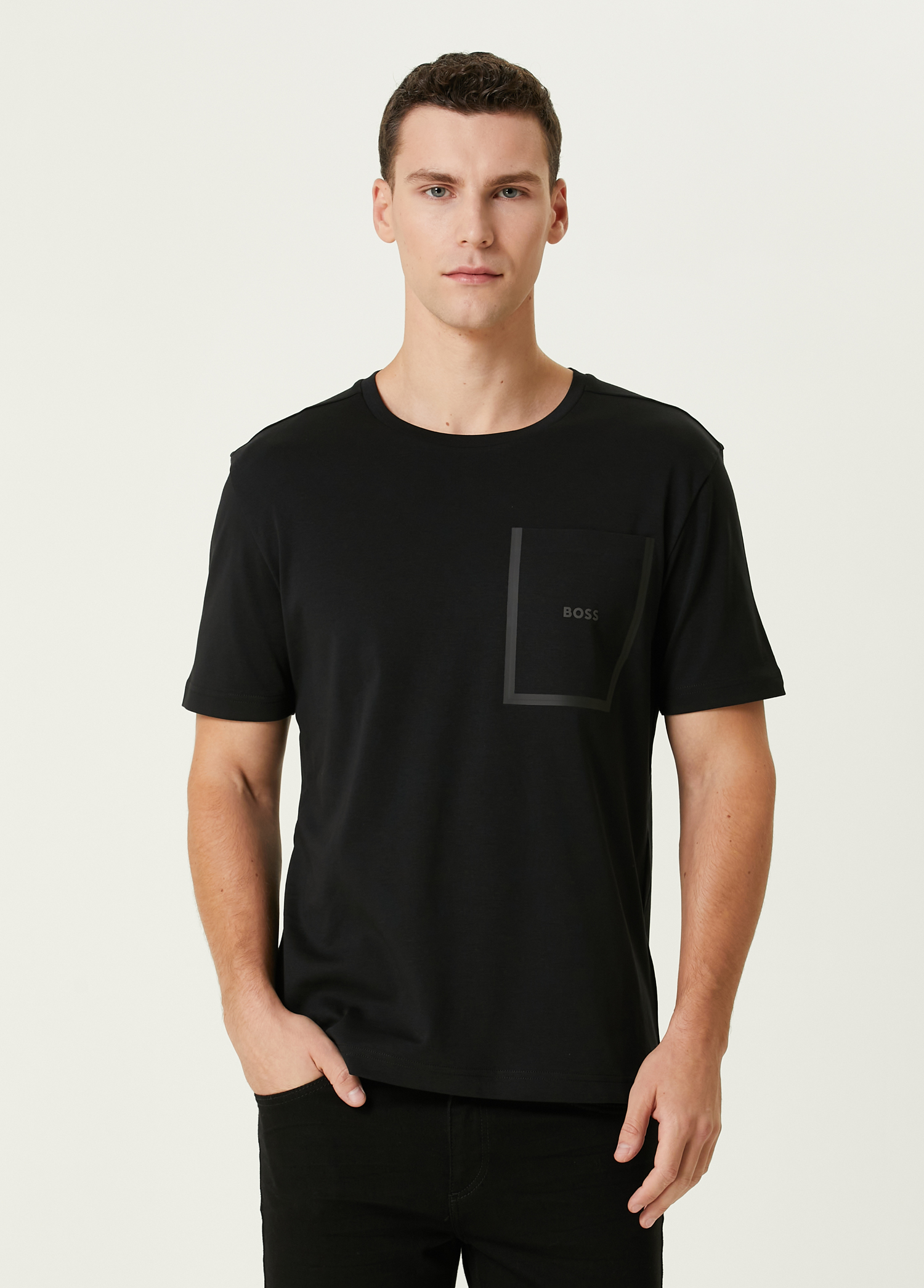 Boss - تیشرت طرحدار مشکی با لوگوی دقیق