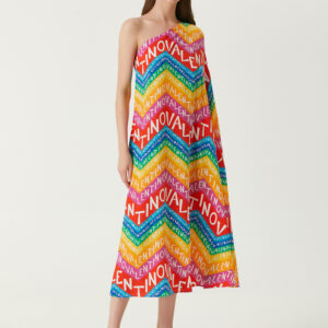 Valentino - لباس ابریشمی میدی طرح‌دار طرح زیگزاگ مدل Escape 24