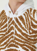 Balmain - سویشرت سنگ دوزی شده کلاه دار طلای سفید