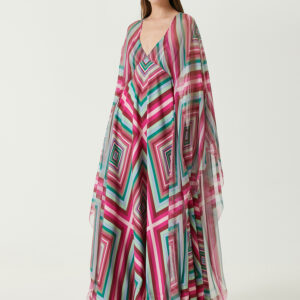 Valentino - لباس شب ابریشمی ماکسی با رنگ‌های متنوع