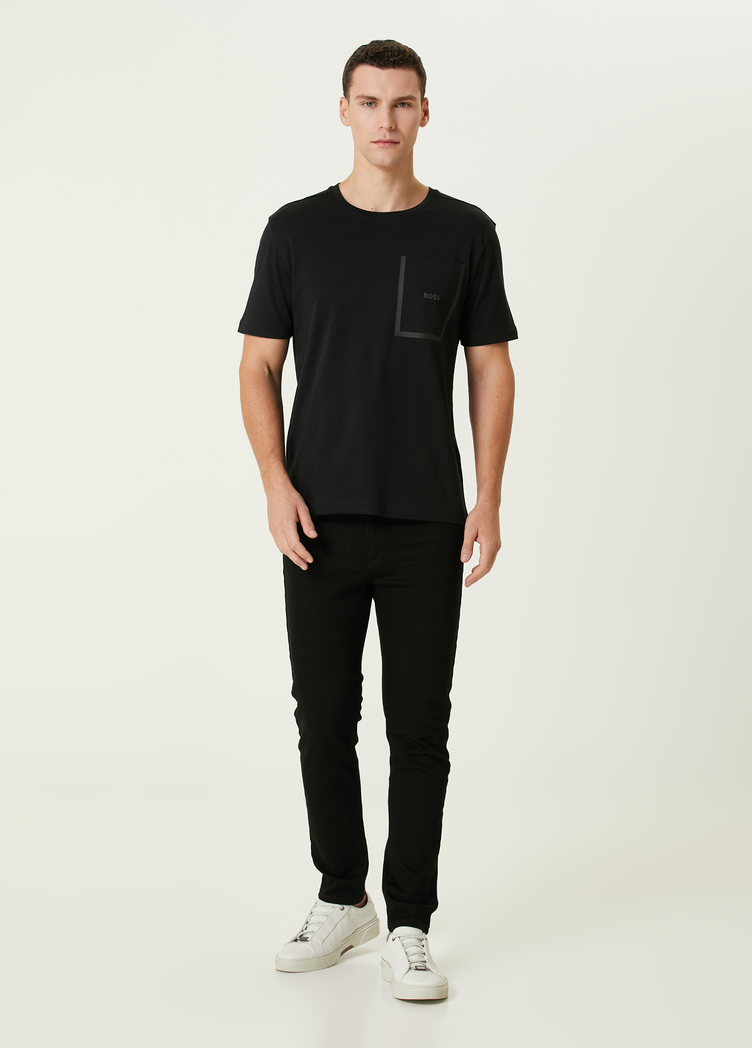 Boss - تیشرت طرحدار مشکی با لوگوی دقیق - تصویر 2