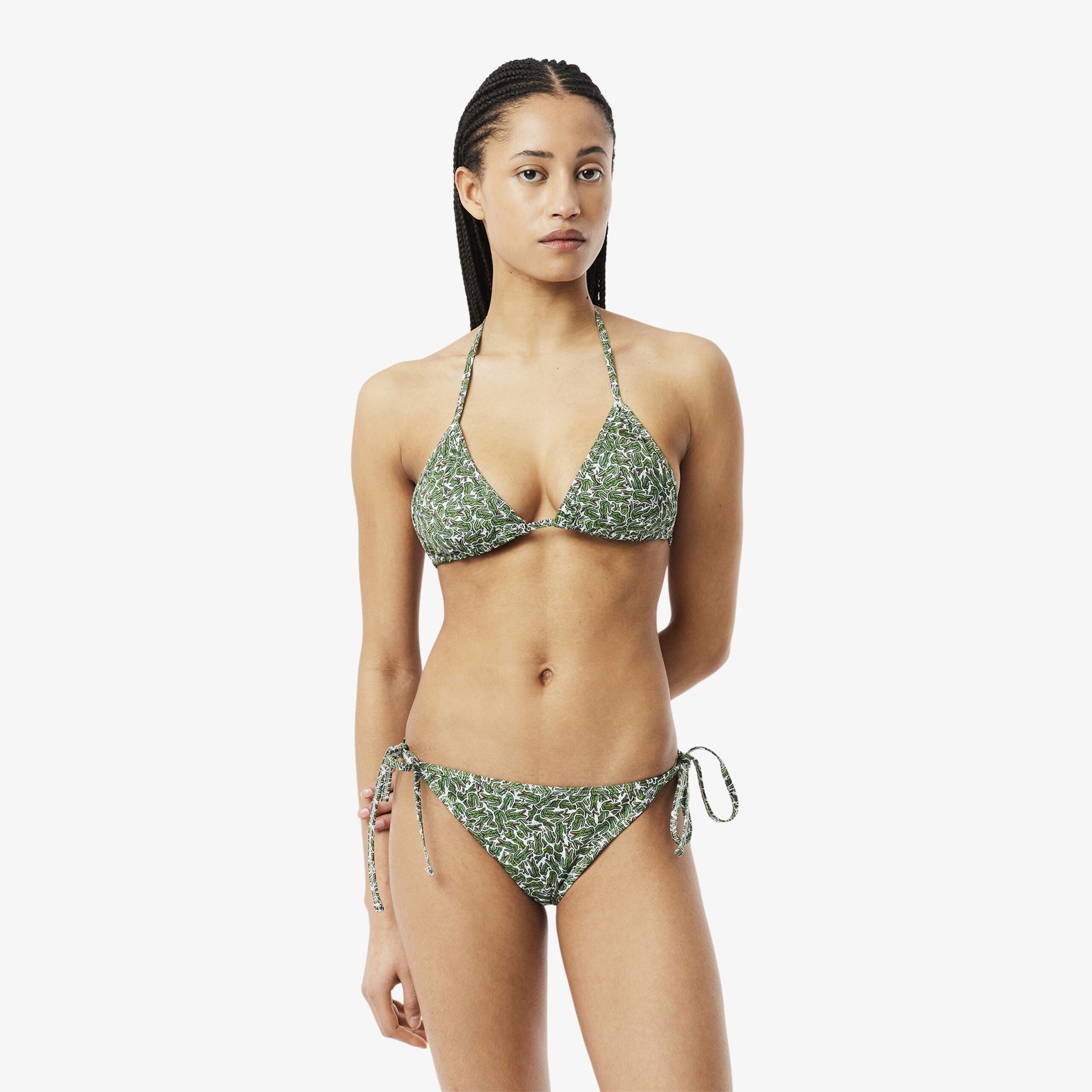 تاپ بیکینی سبز طرحدار زنانه لاکوست Lacoste