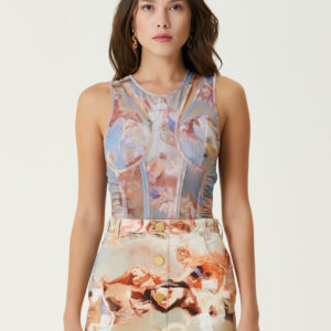 Balmain - بادی بدون آستین طرح‌دار آبی