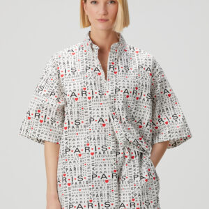 Balenciaga - پیراهن آستین کوتاه سفید سایز بزرگ آی لاو پاریس