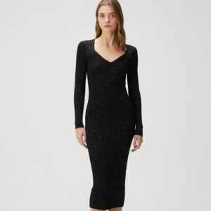 Boss - لباس بافتنی میدی گلدوزی شده مشکی