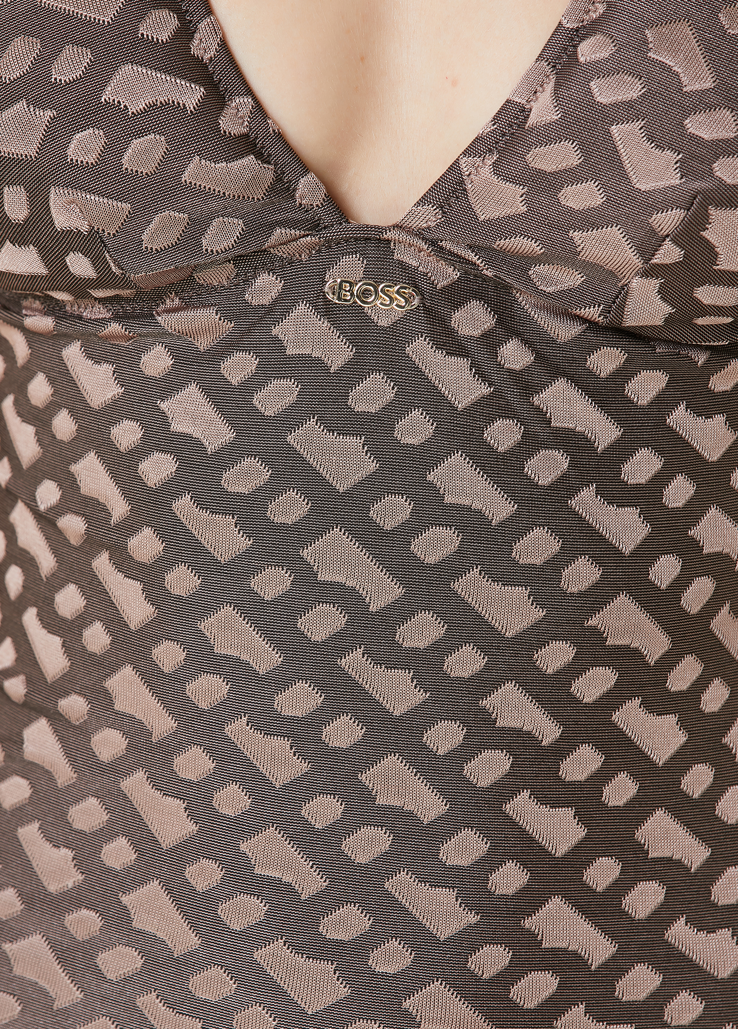 Boss - مایو قهوهای زنانه با لوگوی مونوگرام - تصویر 4