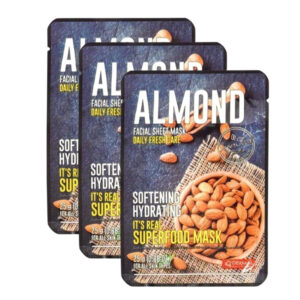 Dermal - ماسک ورقه‌ای صورت بادام، ماسک صورت مرطوب‌کننده و نرم‌کننده بادام، بسته ۳ عددی، ۲۵ گرم
