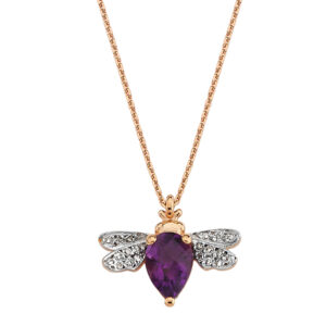 Bee Goddess - گردنبند طلای زنانه طرح زنبور بنفش