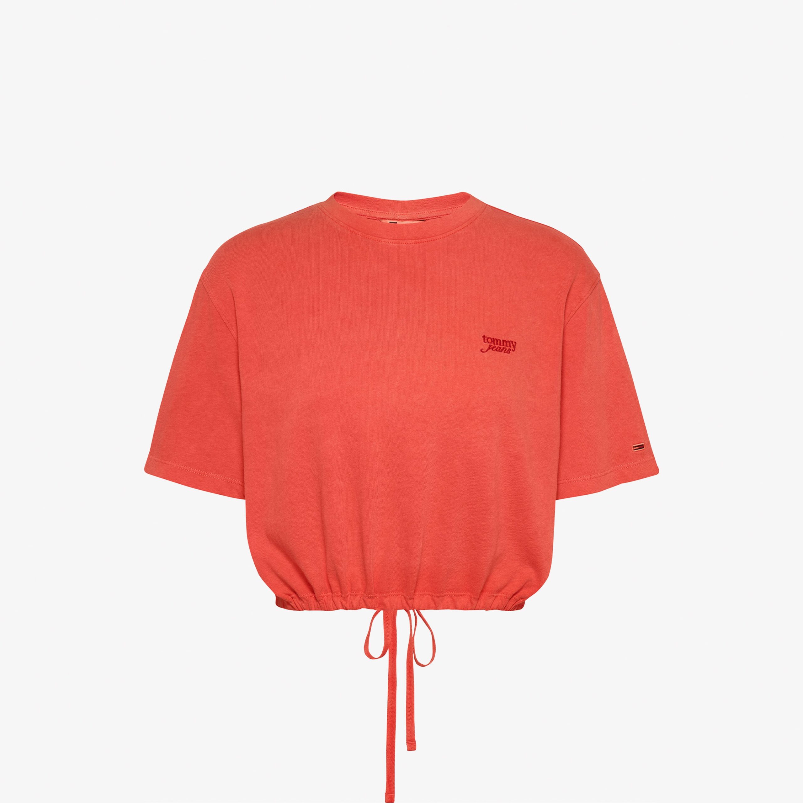 تیشرت نارنجی زنانه پشت باز طرح GMD Script مدل Tommy Jeans